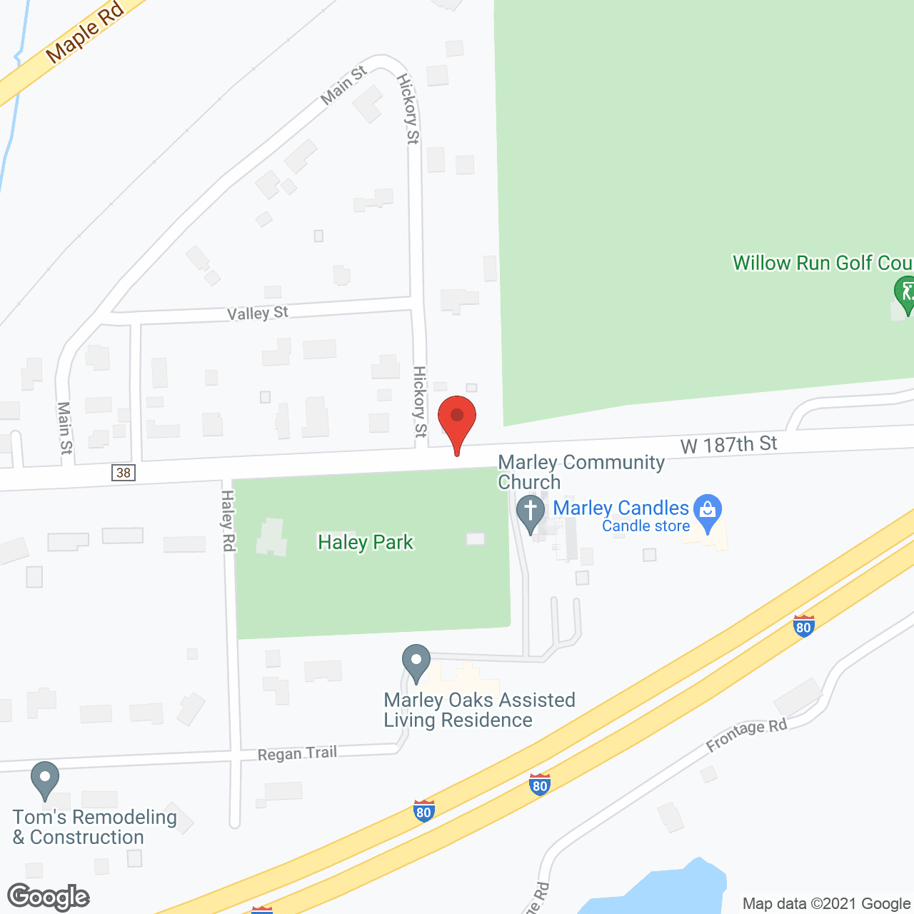 Map of the neighborhood around Marley Oaks