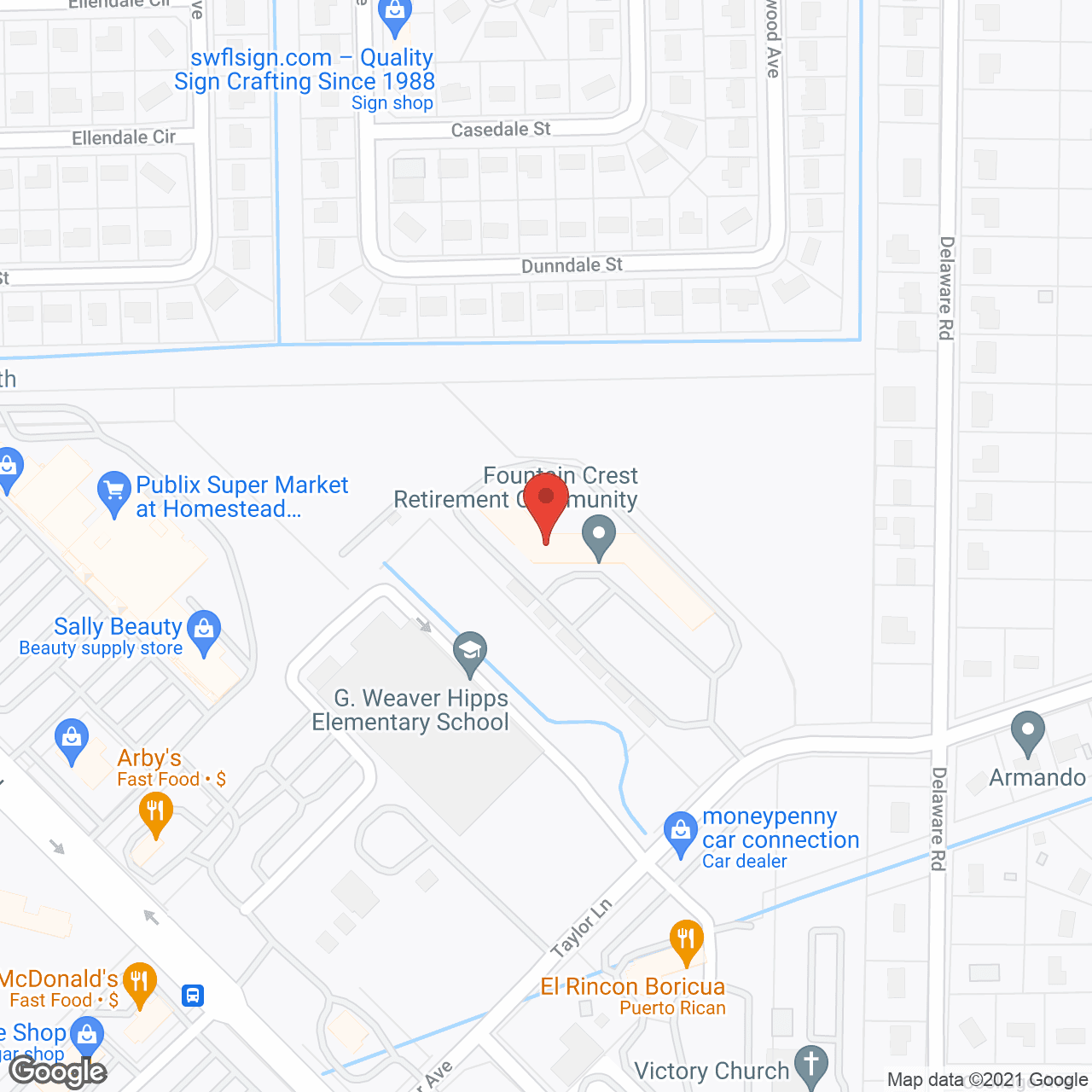 Map of the neighborhood around Fountain Crest Retirement Community