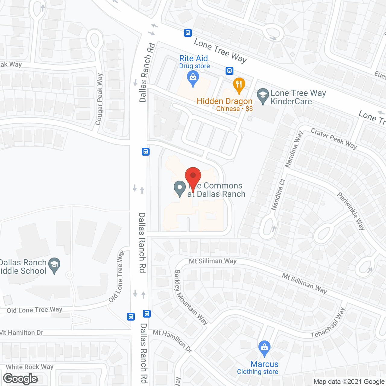 Map of the neighborhood around The Commons at Dallas Ranch