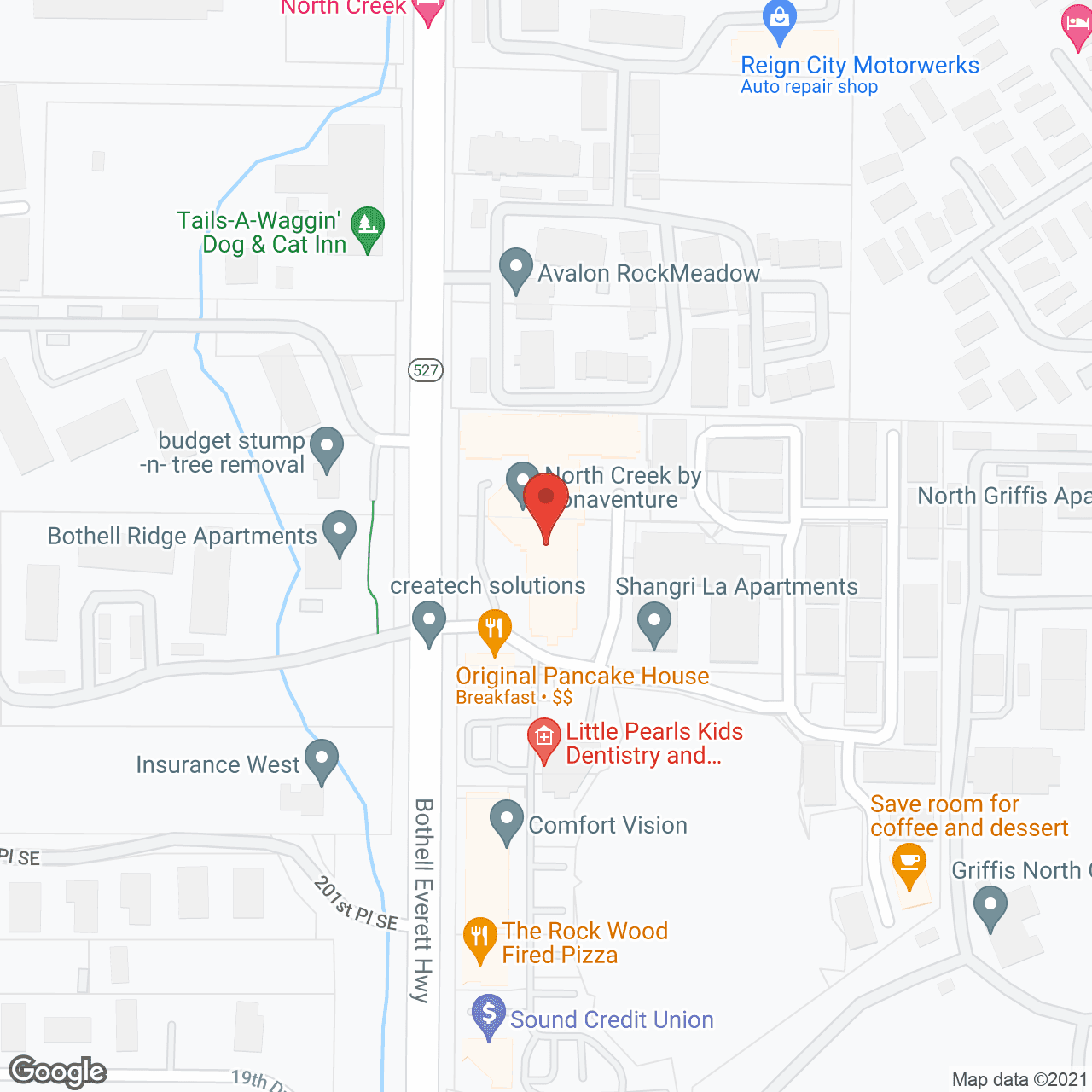 Map of the neighborhood around North Creek