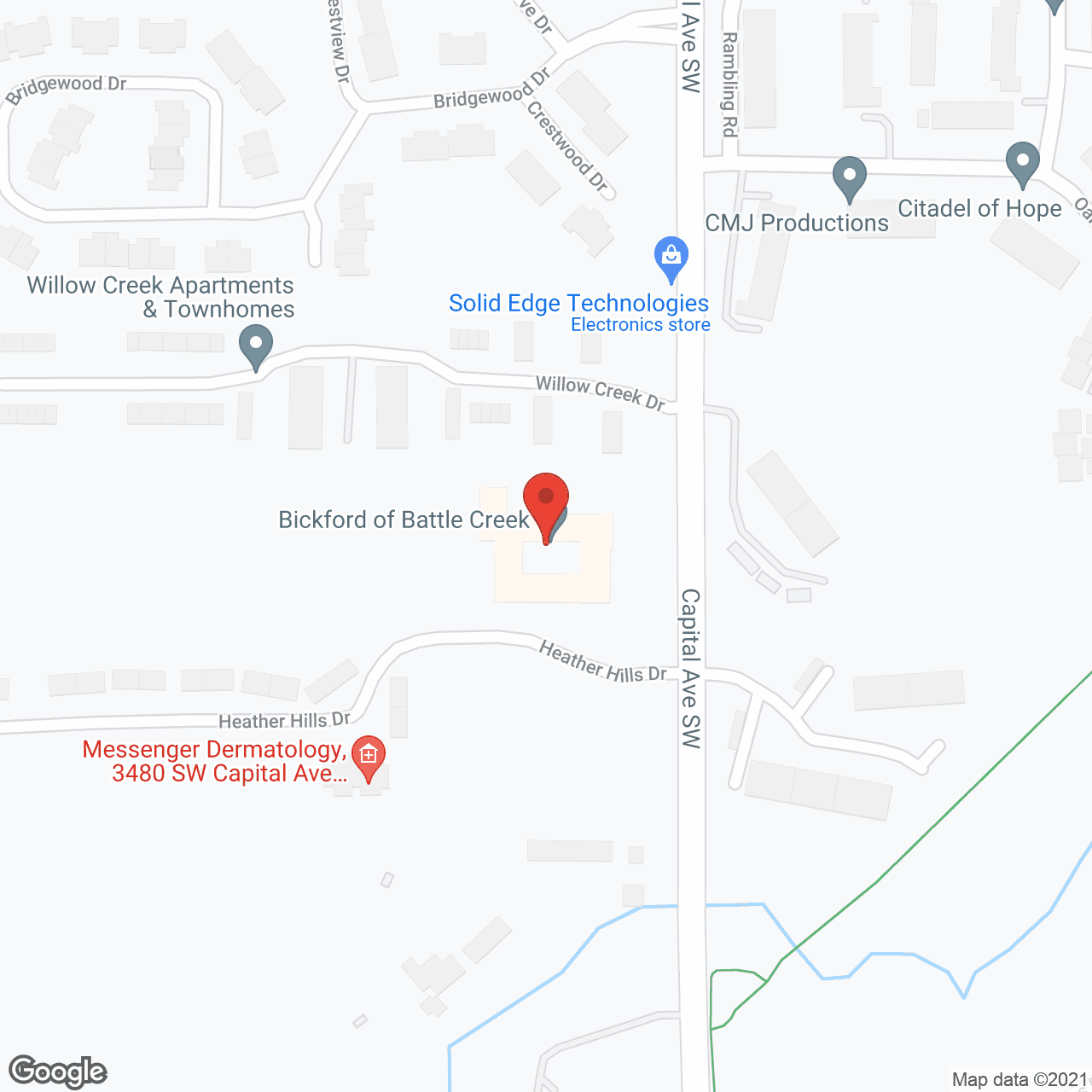 Map of the neighborhood around Bickford of Battle Creek