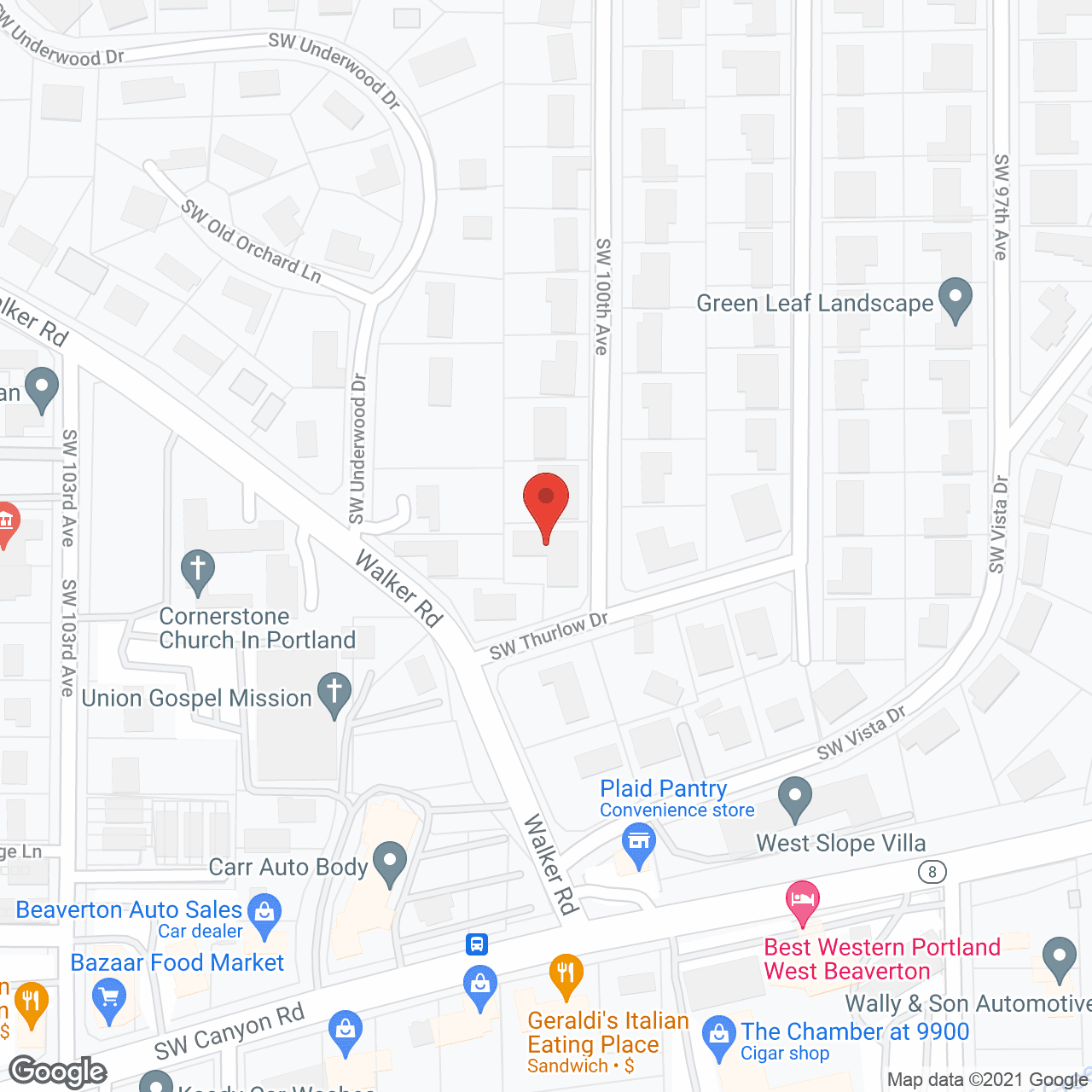 Map of the neighborhood around West Slope Comfort Care