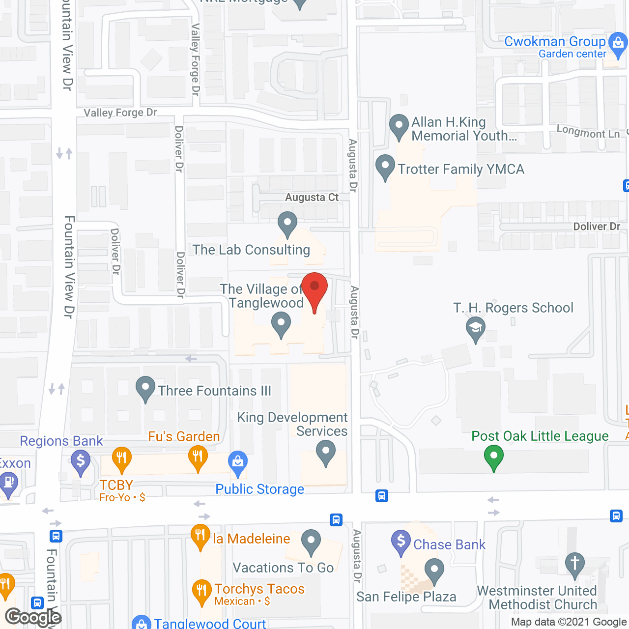 Map of the neighborhood around The Village of Tanglewood