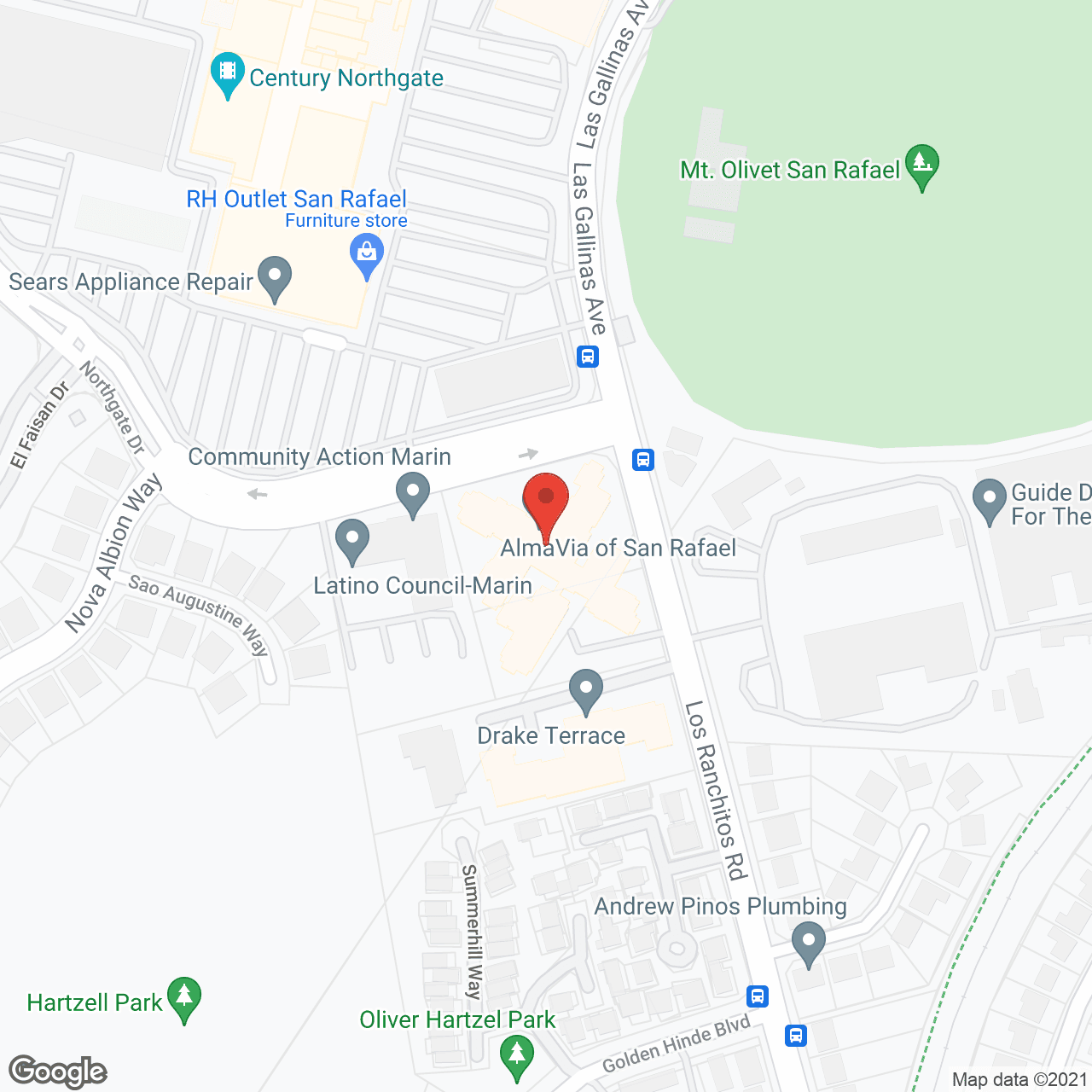 Map of the neighborhood around AlmaVia of San Rafael