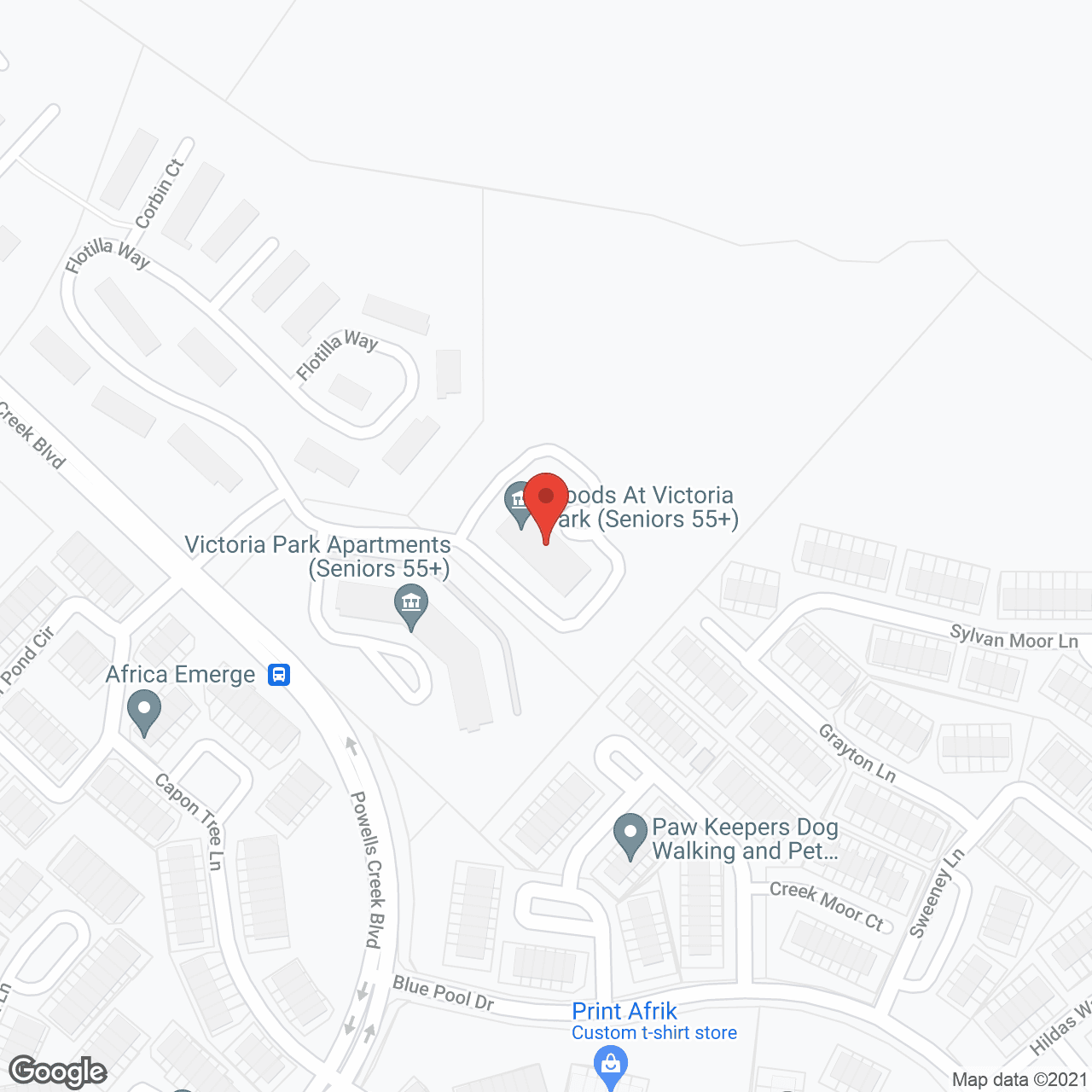 Map of the neighborhood around The Woods at Victoria Park