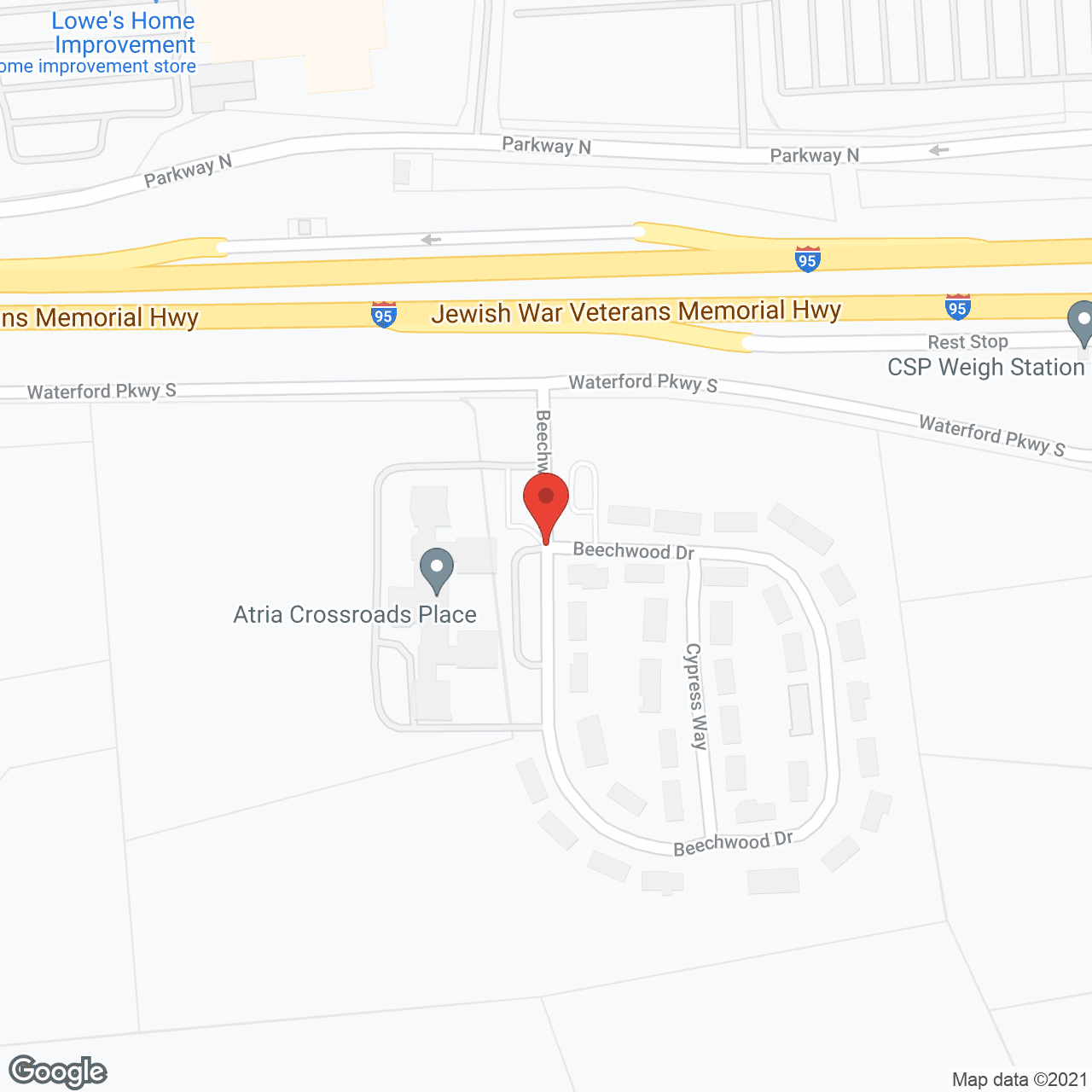 Map of the neighborhood around Atria Crossroads Place