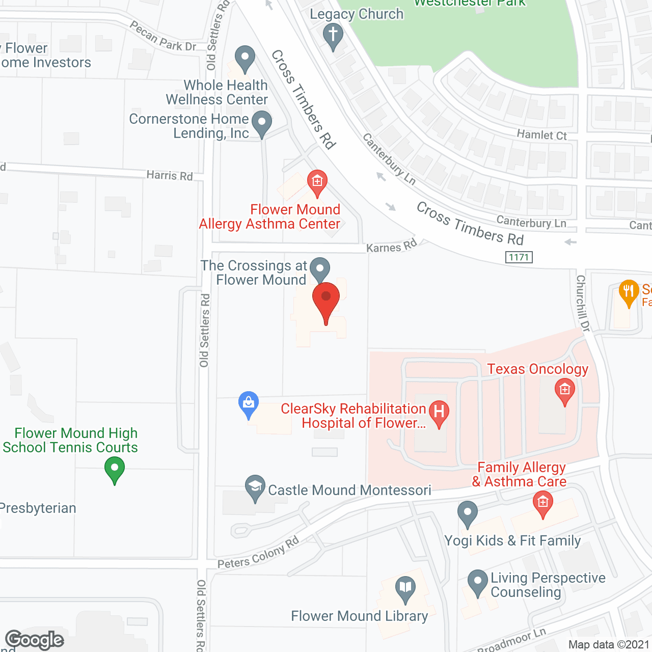 Map of the neighborhood around The Crossings at Flower Mound
