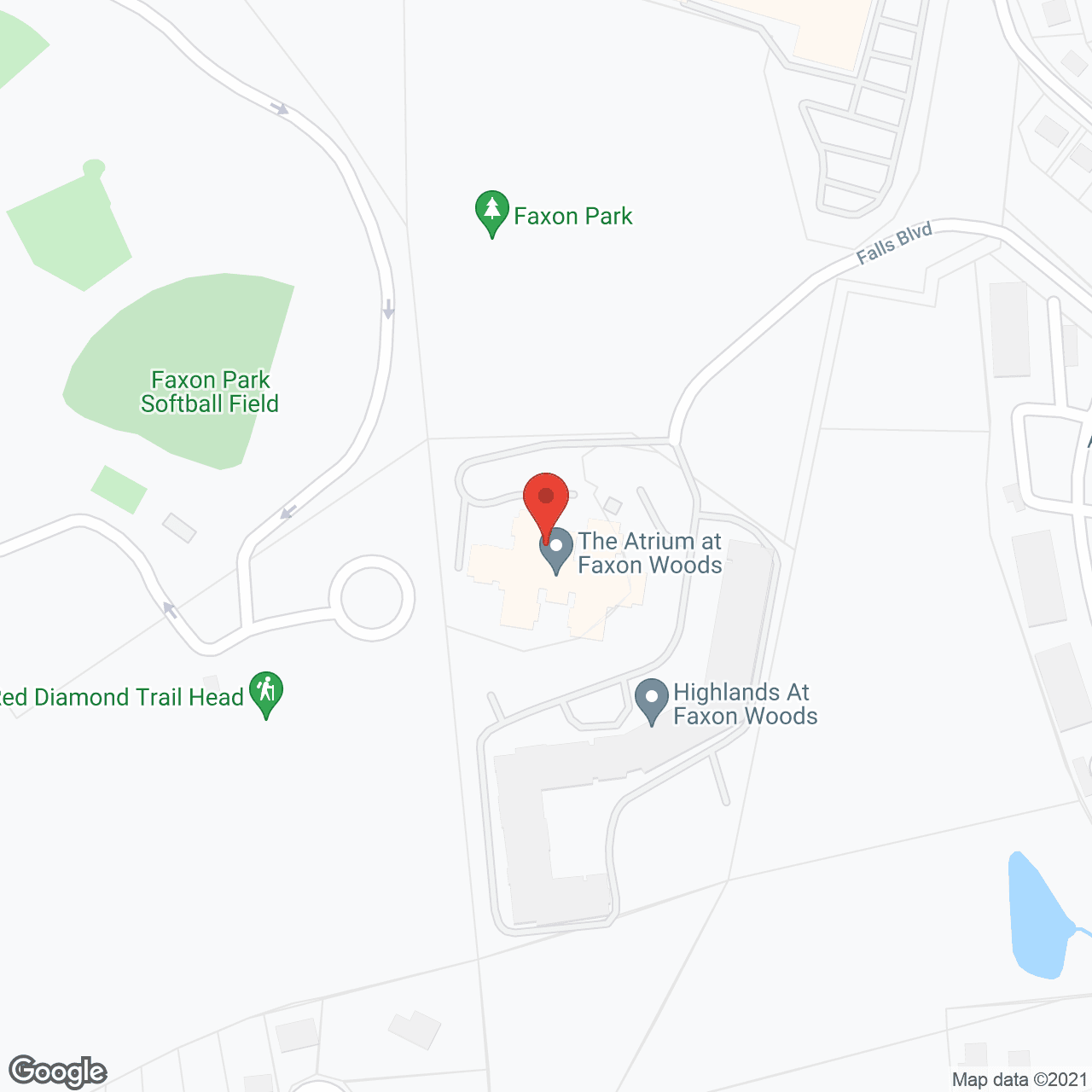 Map of the neighborhood around The Atrium at Faxon Woods