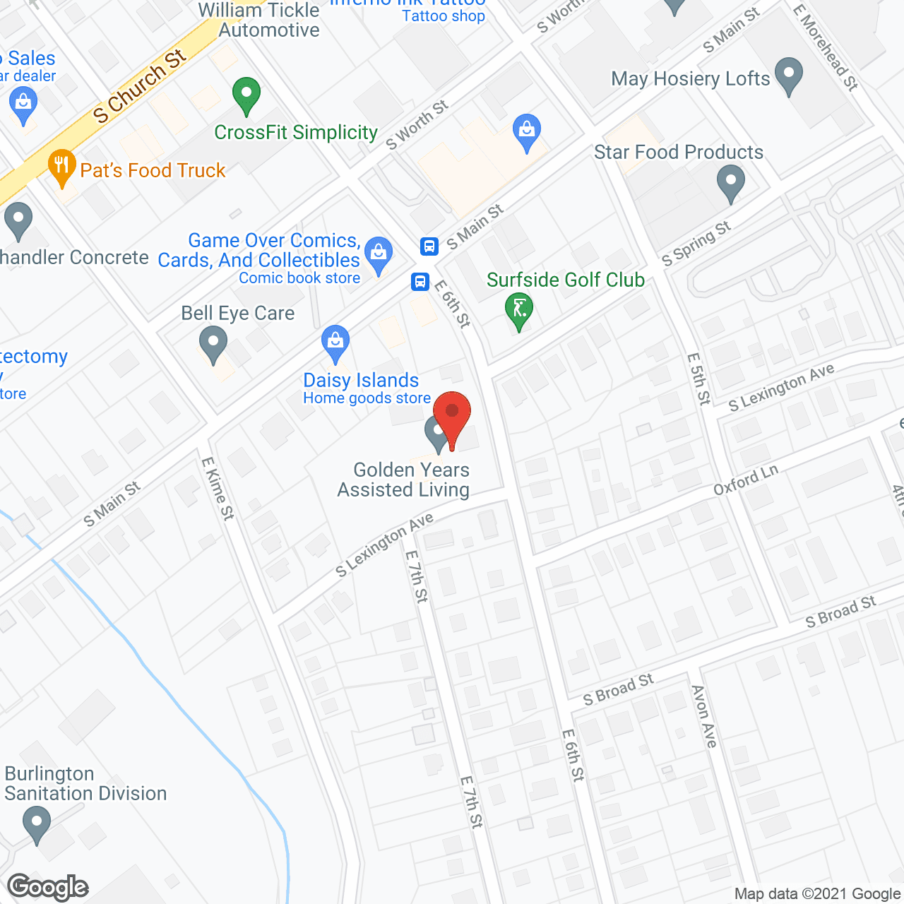 Map of the neighborhood around Golden Years Assisted Living