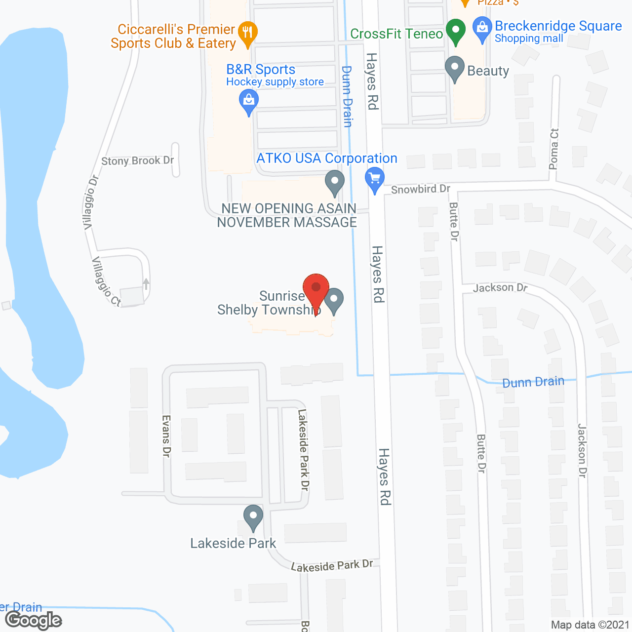 Map of the neighborhood around Sunrise of Shelby Township