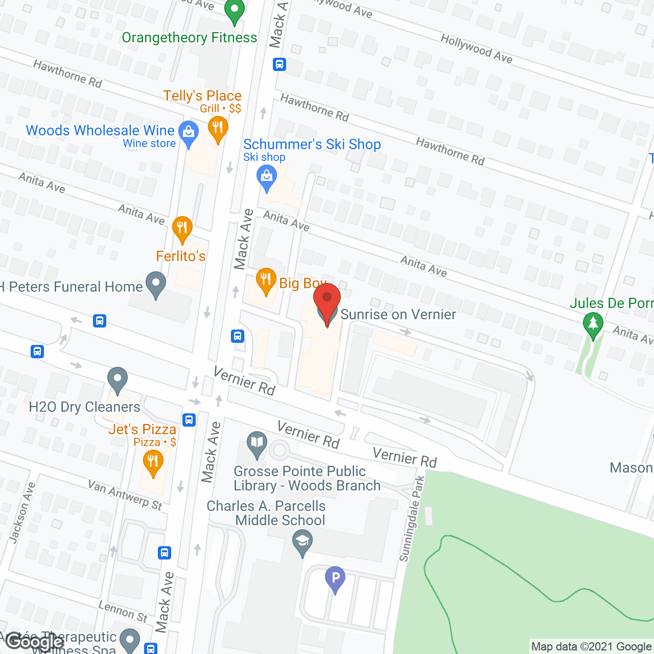 Map of the neighborhood around Sunrise on Vernier