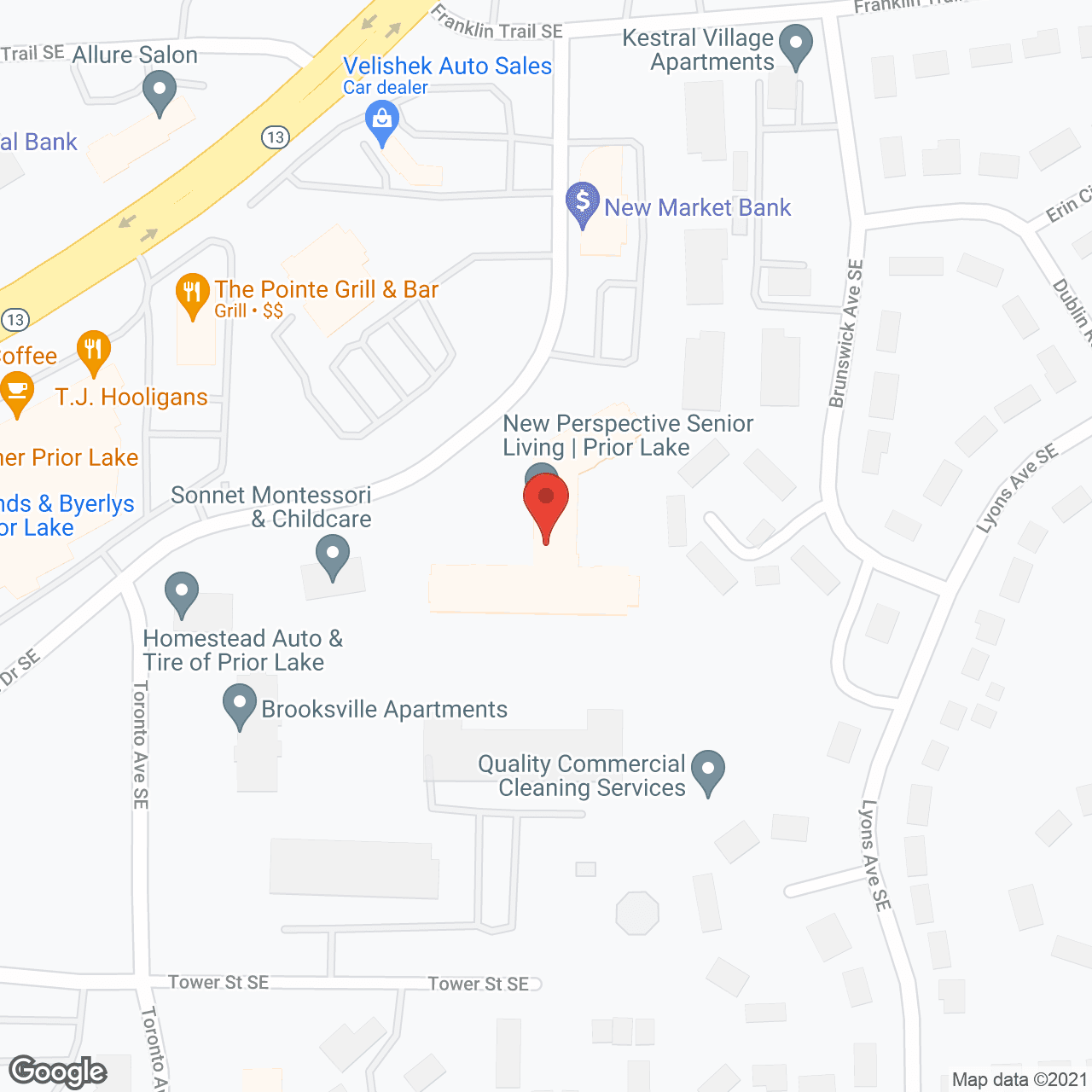 Map of the neighborhood around New Perspective Prior Lake
