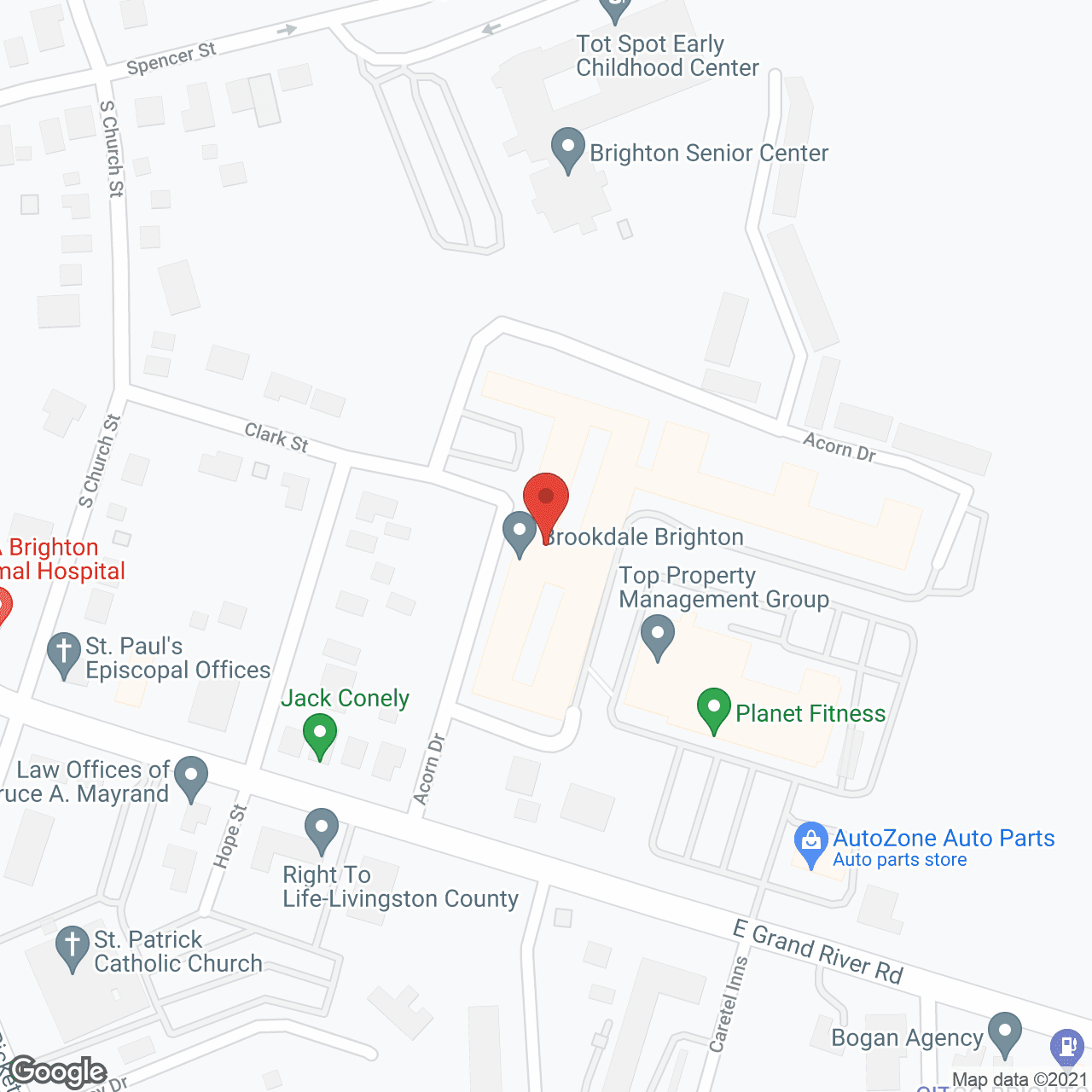 Map of the neighborhood around Independence Village of Brighton