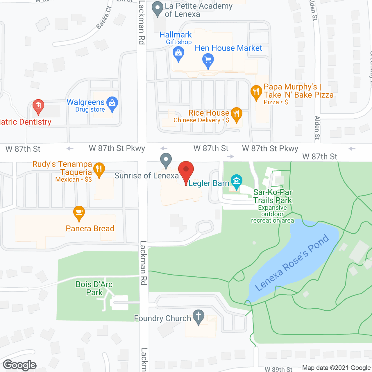 Sunrise of Lenexa in google map