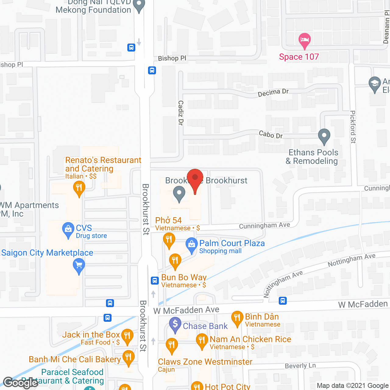 Map of the neighborhood around Brookhurst Royale