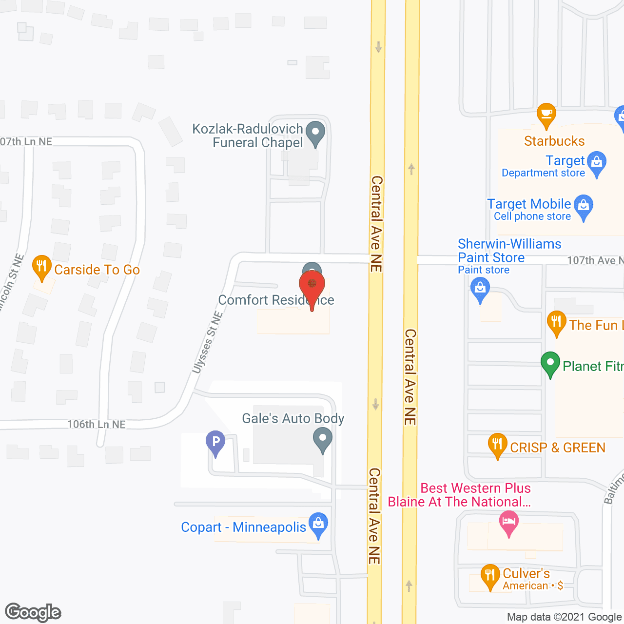 Map of the neighborhood around Comfort Residence