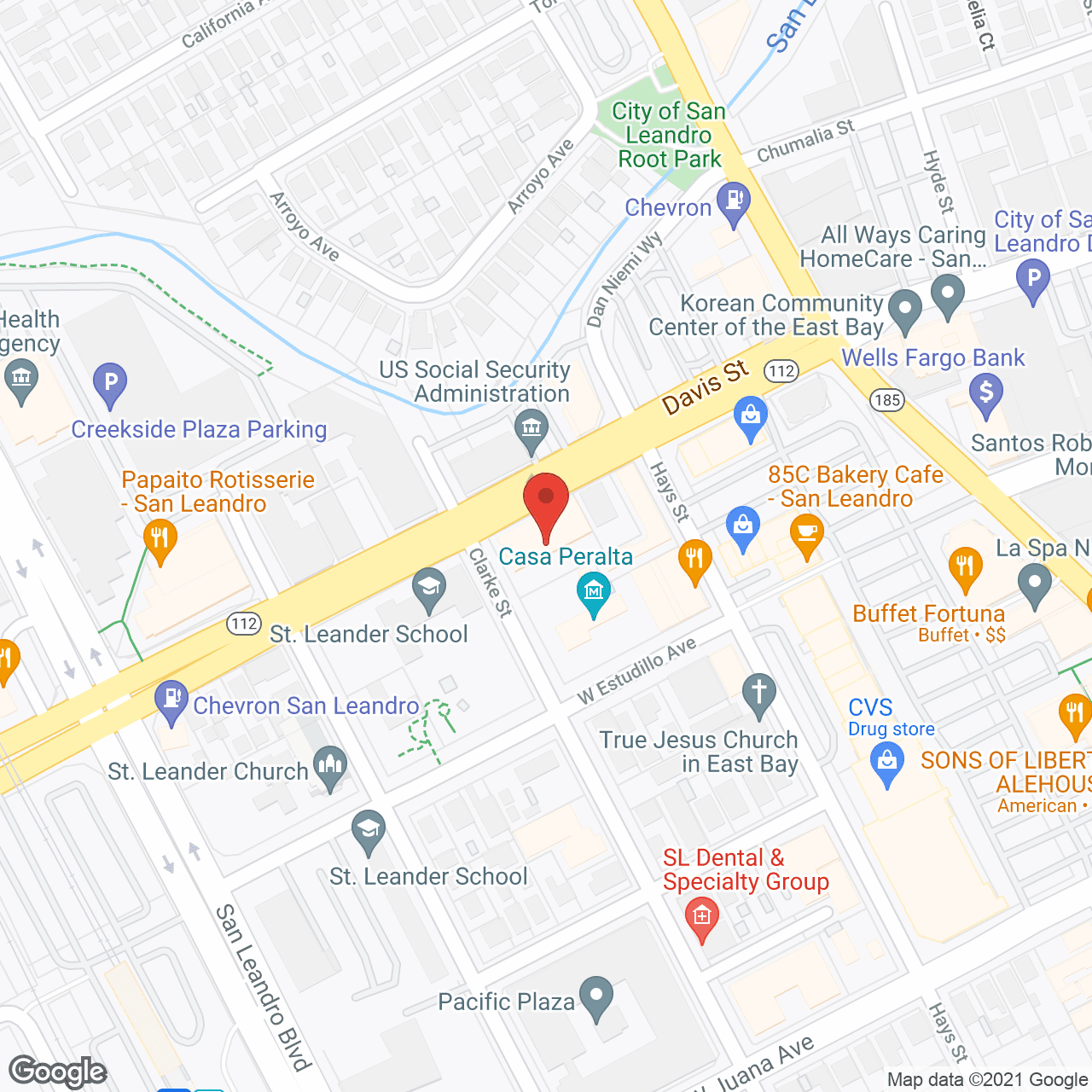 Map of the neighborhood around Marymount Villa