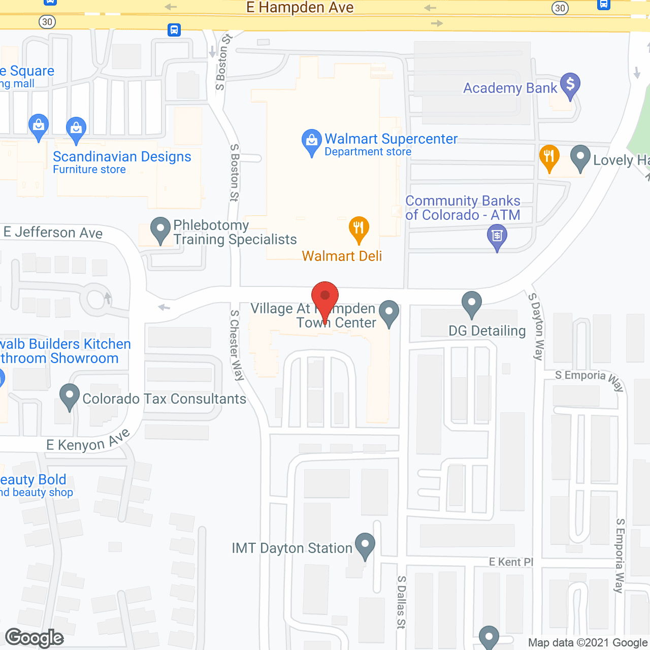 Map of the neighborhood around The Village at Hampden Town Center