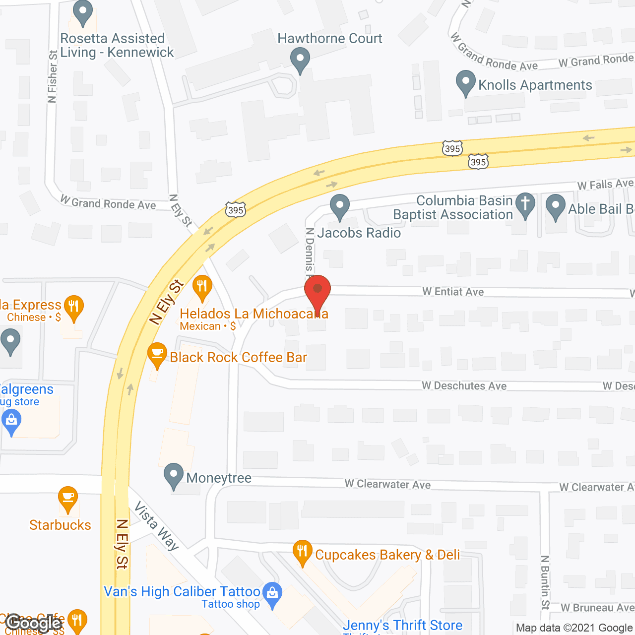 Map of the neighborhood around Tranquility Manor