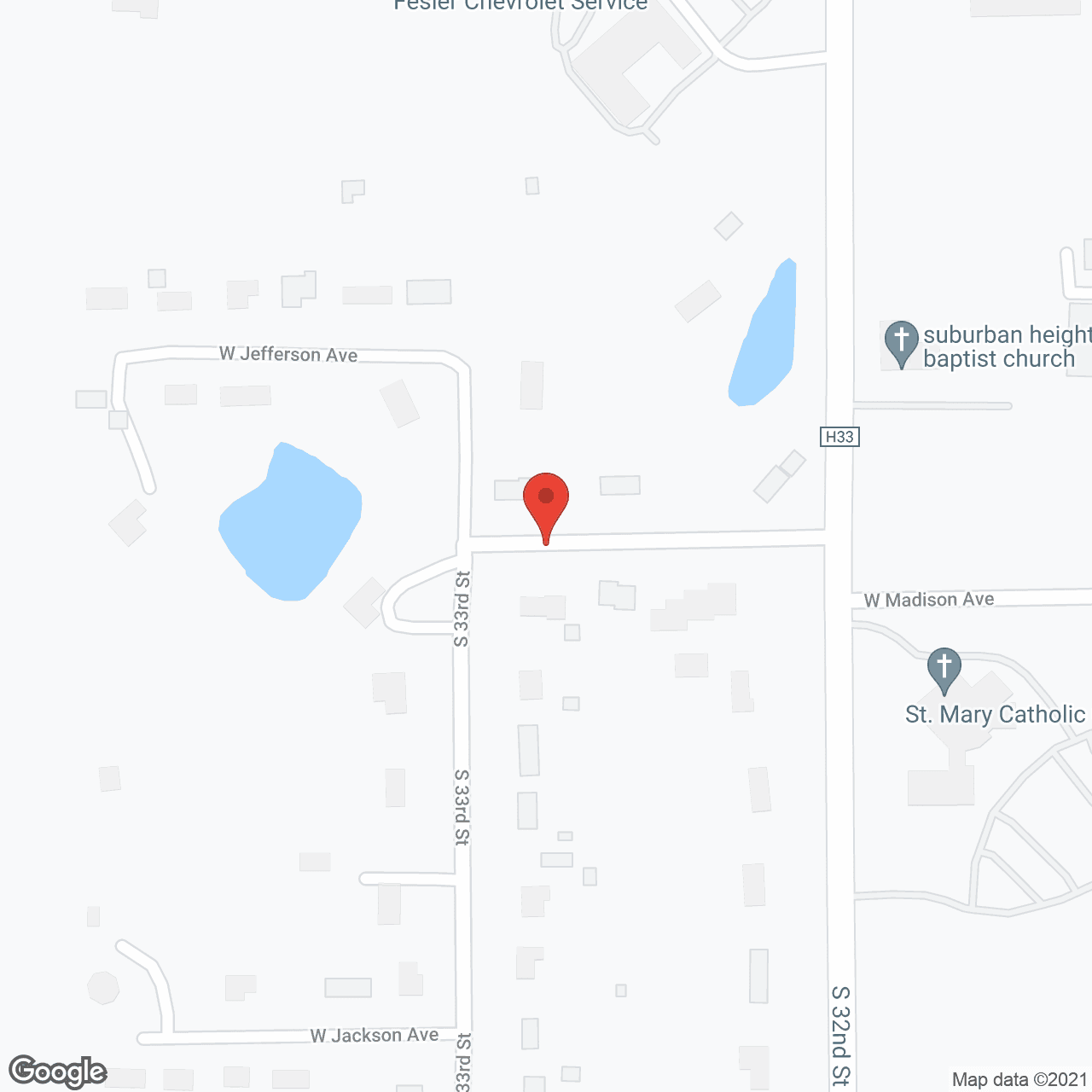 Map of the neighborhood around Addington Place of Fairfield