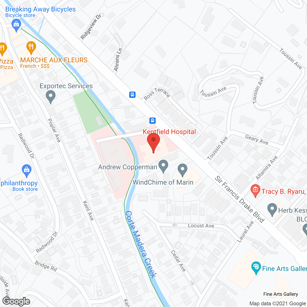 Map of the neighborhood around Kentfield Rehabilitation Hosp