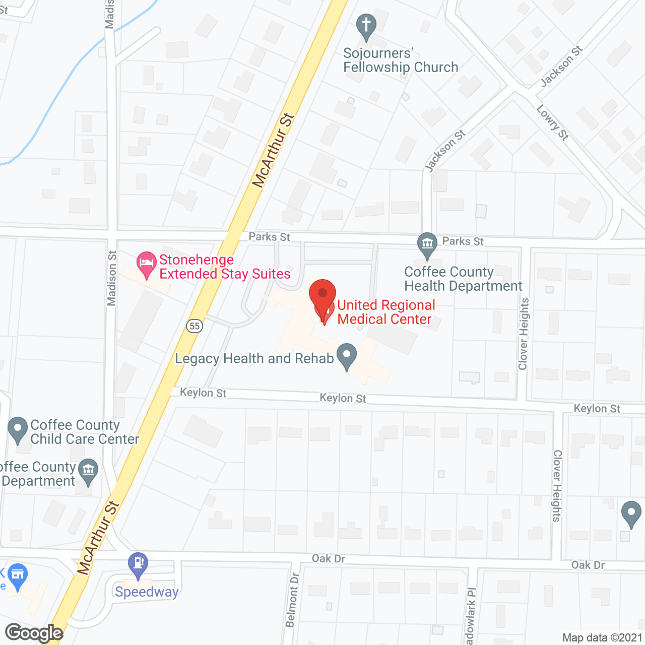 Map of the neighborhood around United Regional Med Ctr Home