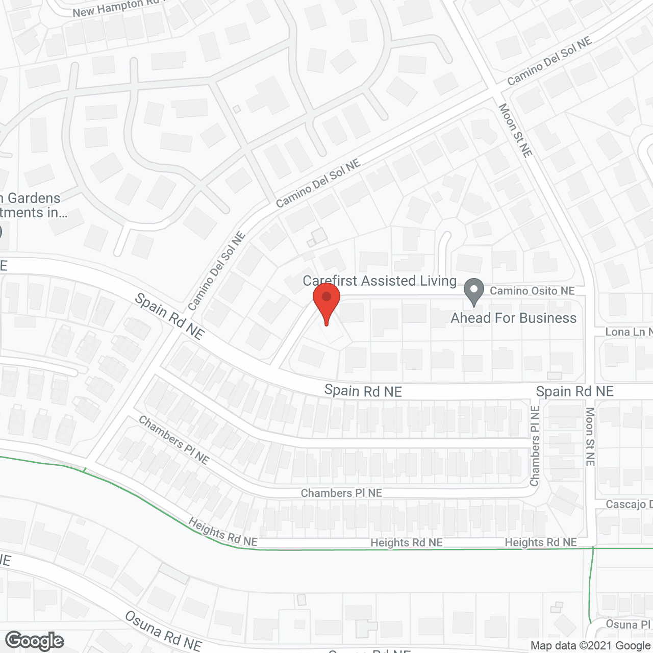 Map of the neighborhood around Vista Sandia Assisted Living