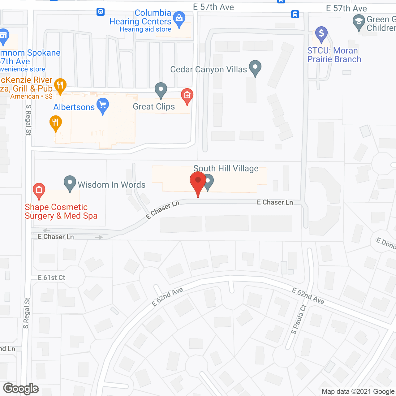 Map of the neighborhood around South Hill Village