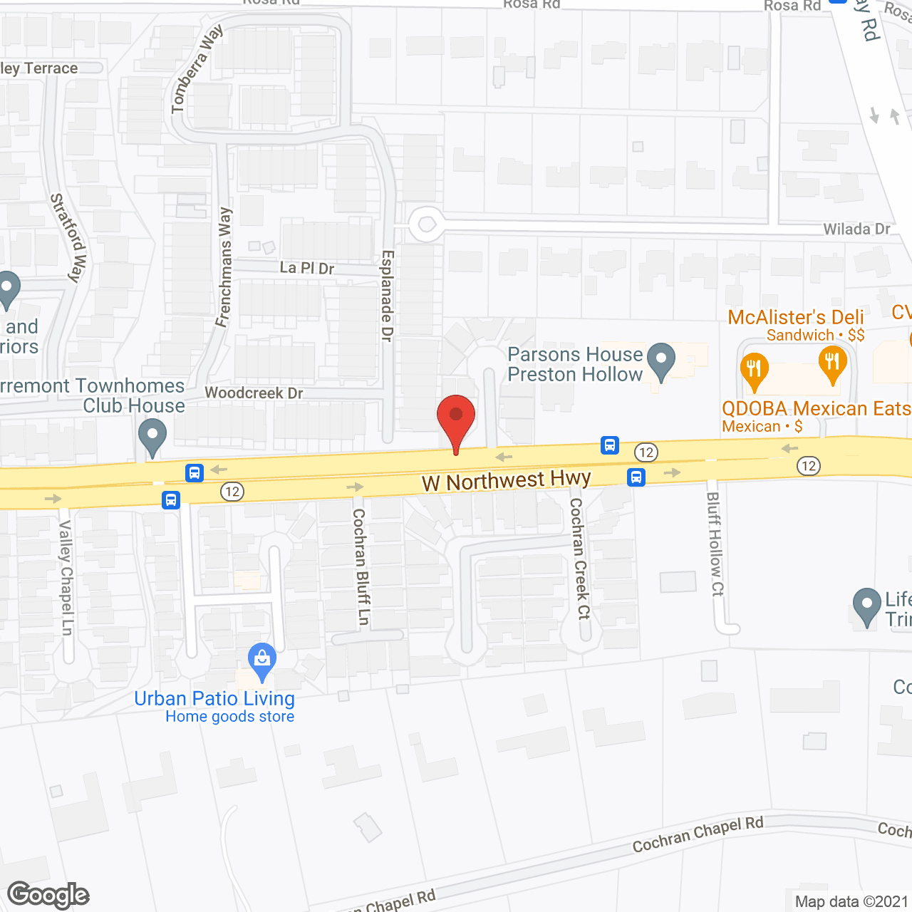 Map of the neighborhood around Parsons House Preston Hollow