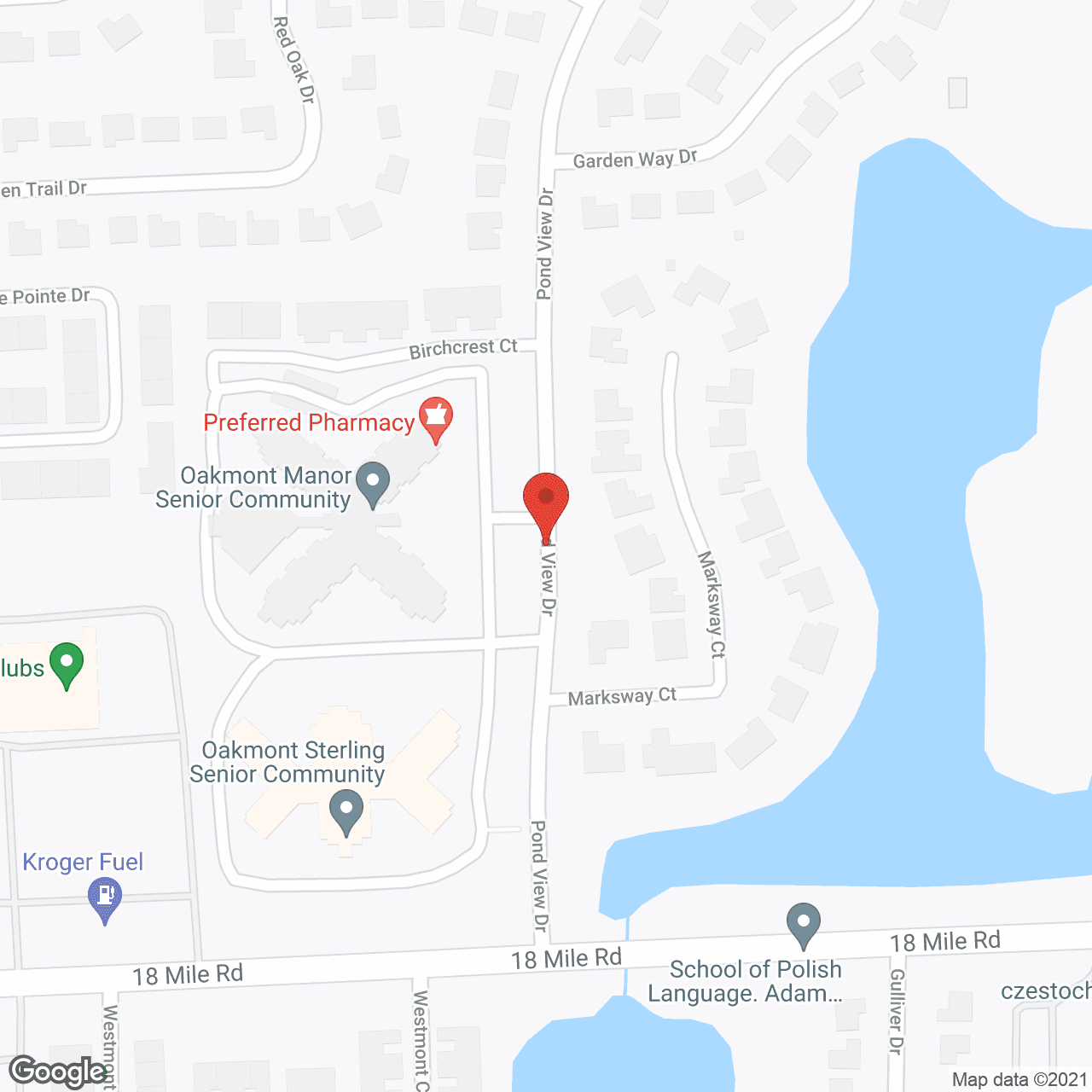 Map of the neighborhood around Oakmont Manor