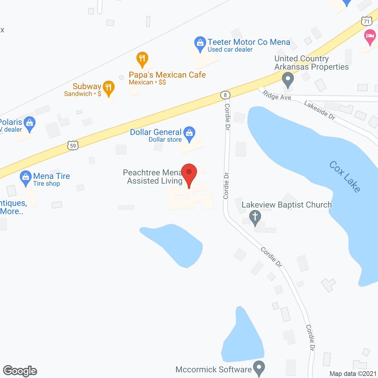Map of the neighborhood around Peachtree Mena