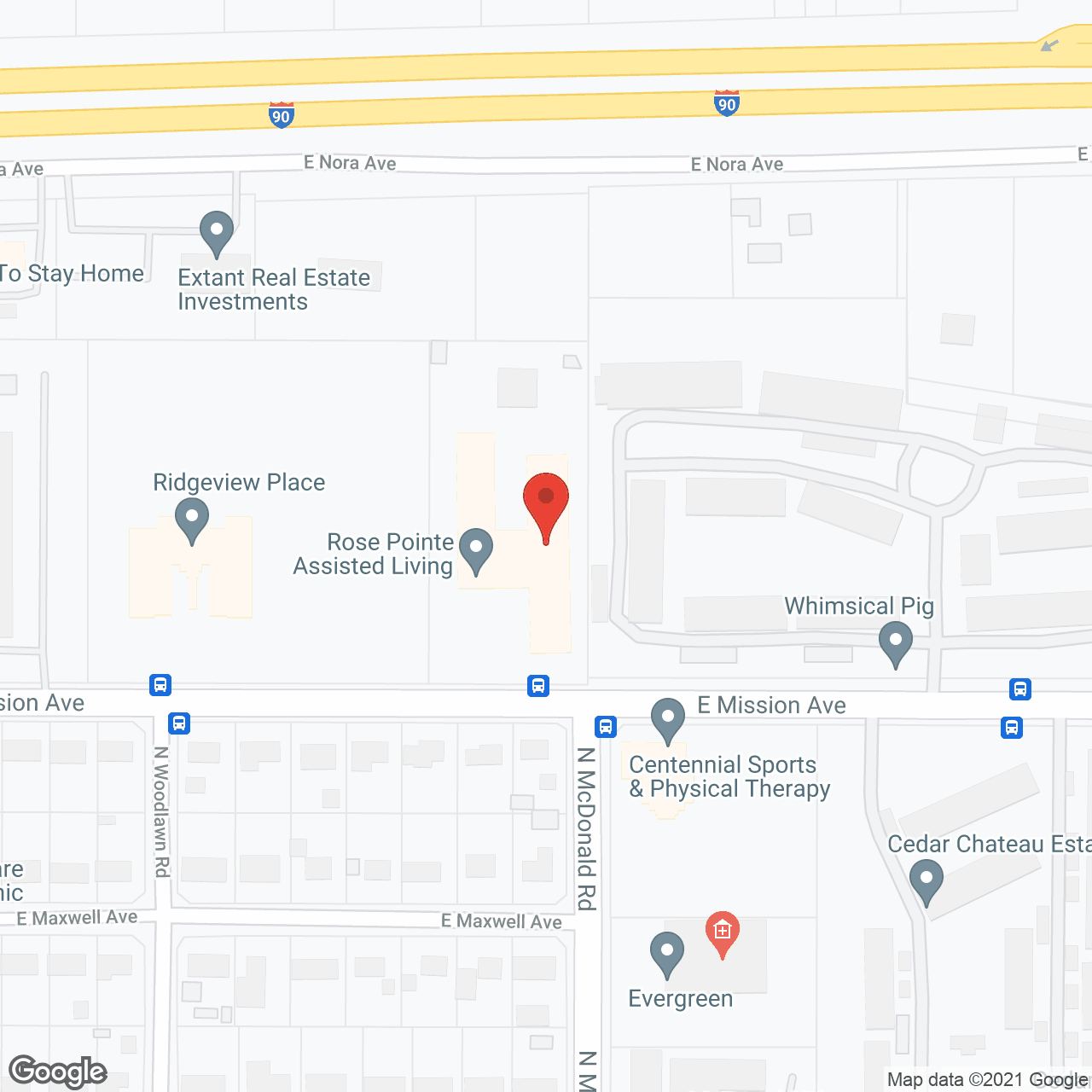 Map of the neighborhood around Rose Pointe Assisted Living and Memory Care
