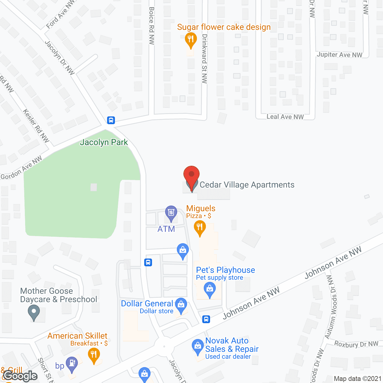 Map of the neighborhood around Cedar Village Senior Residences