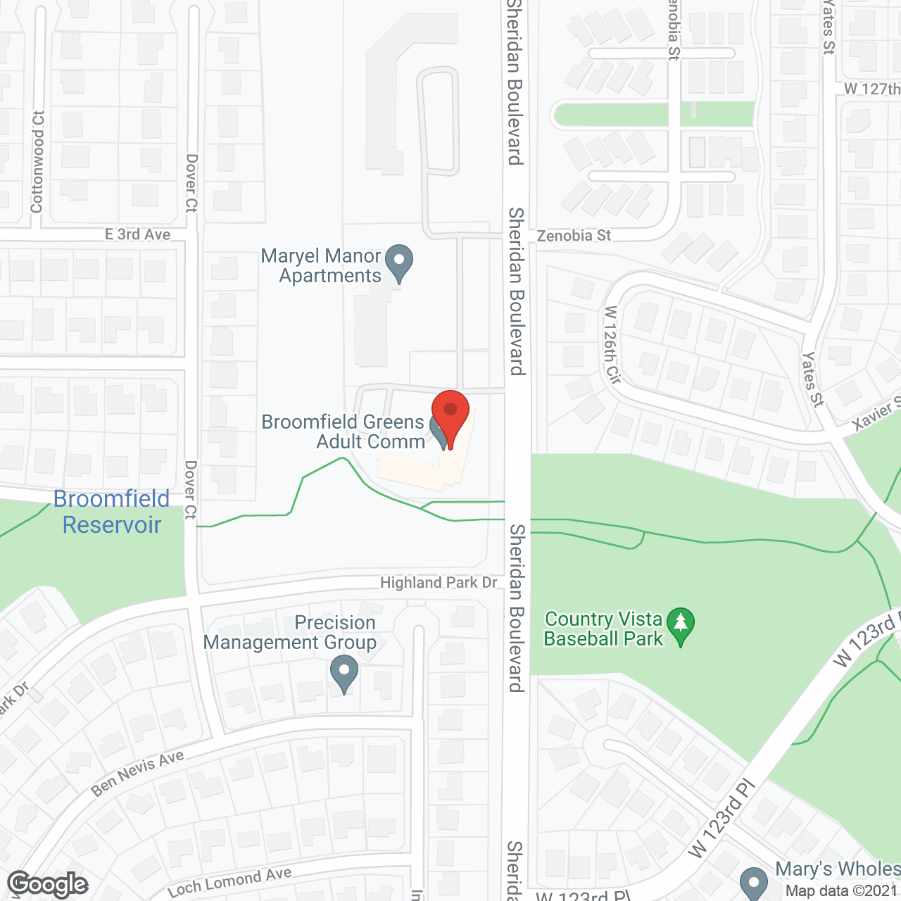 Map of the neighborhood around Broomfield Greens