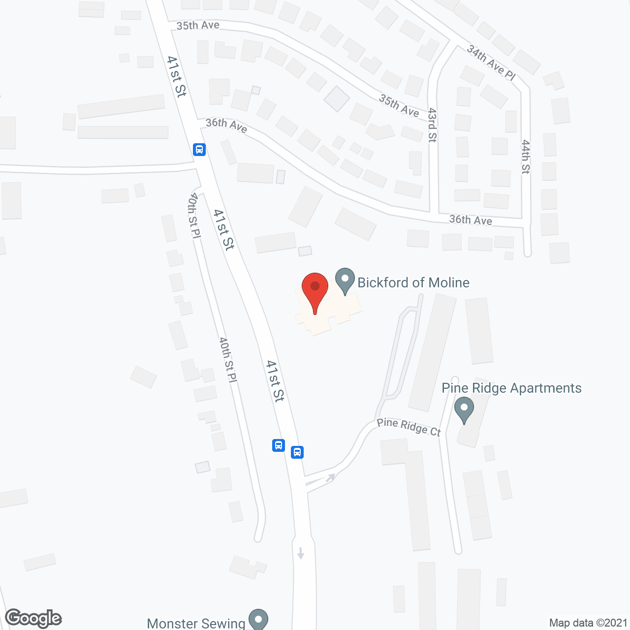 Map of the neighborhood around Bickford of Moline