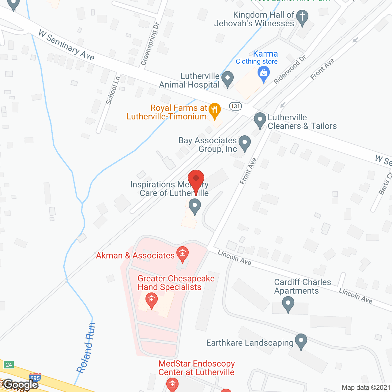Map of the neighborhood around Inspirations Lutherville  Memory Care