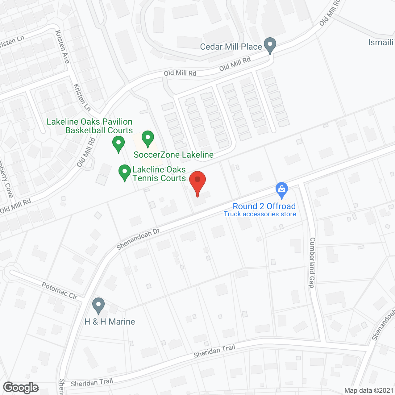 Map of the neighborhood around Shenandoah Villa