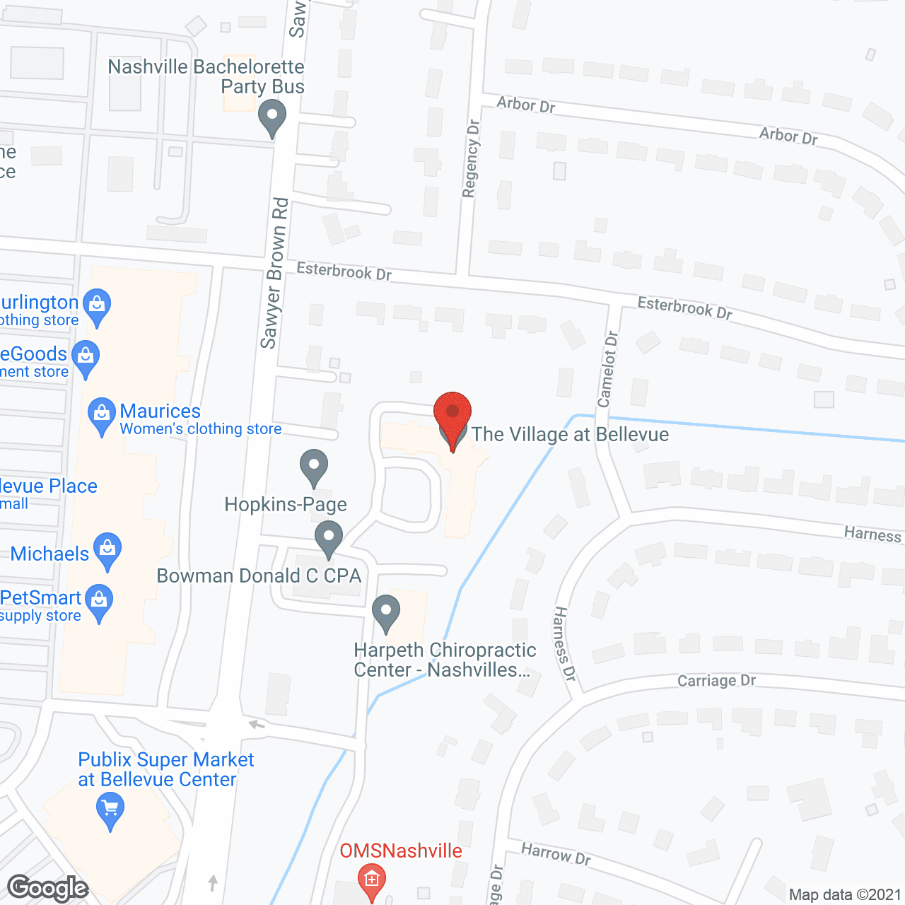 Map of the neighborhood around The Waterford Assisted Living