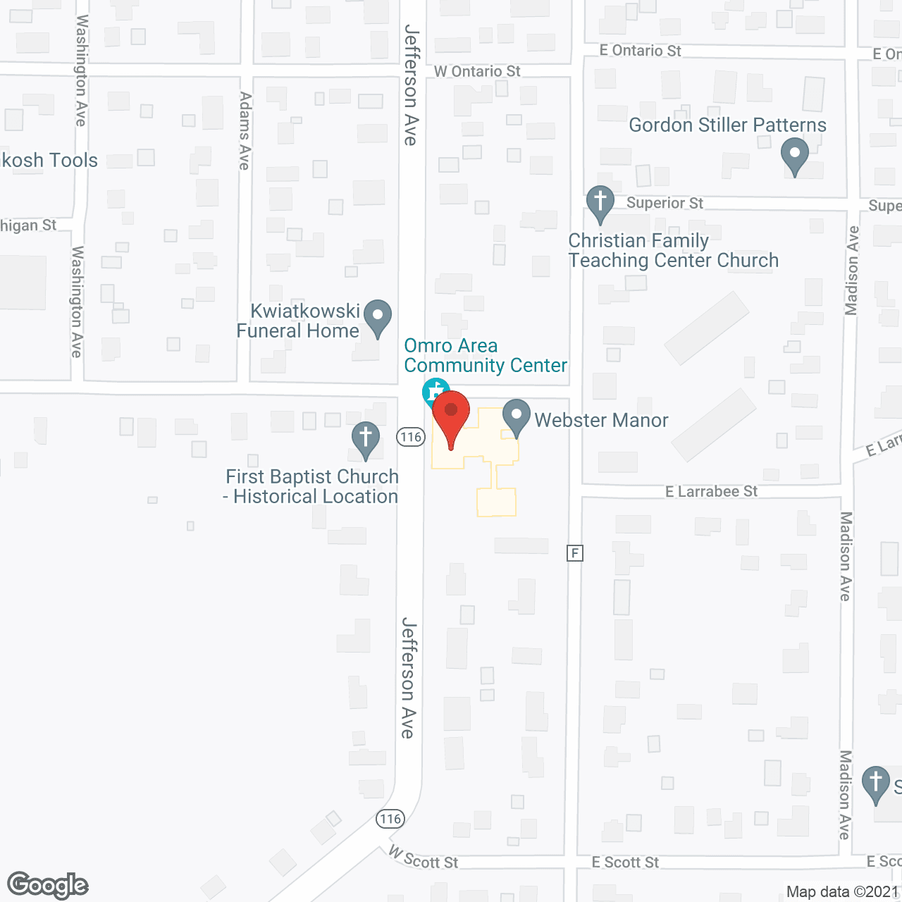 Map of the neighborhood around Webster Manor Apartments