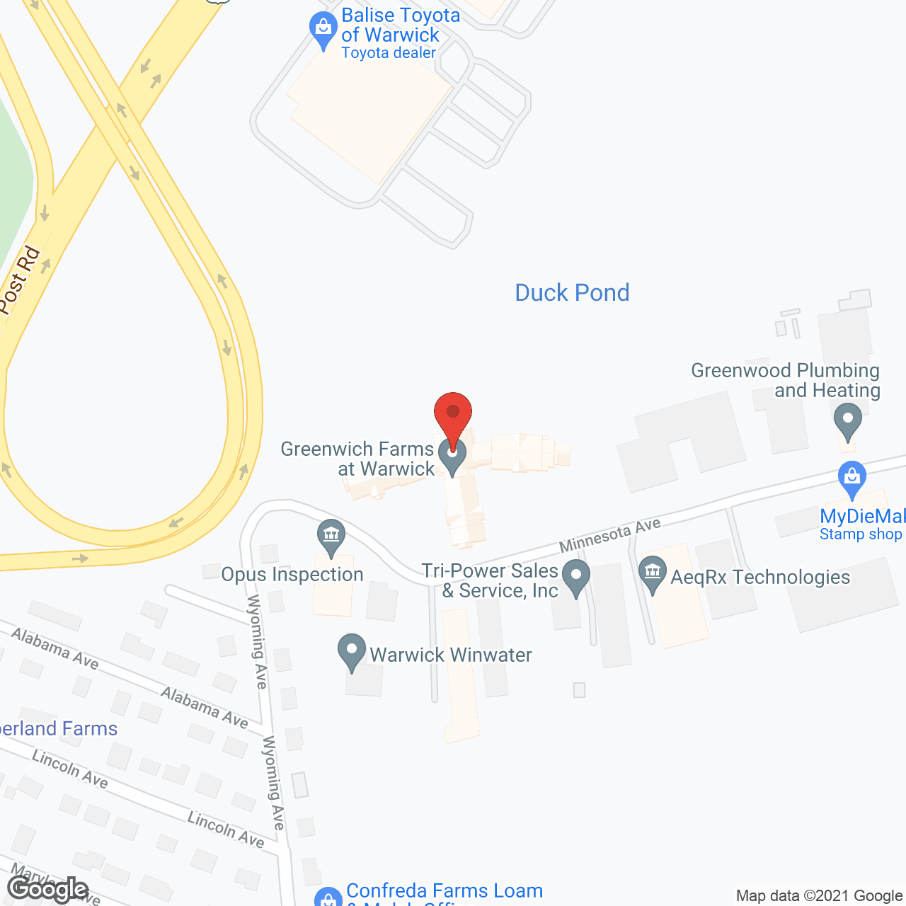 Map of the neighborhood around Greenwich Farms at Warwick