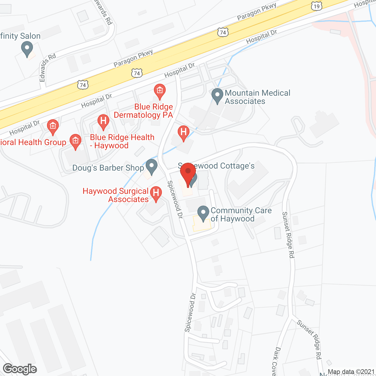 Map of the neighborhood around Spicewood Cottages Willows