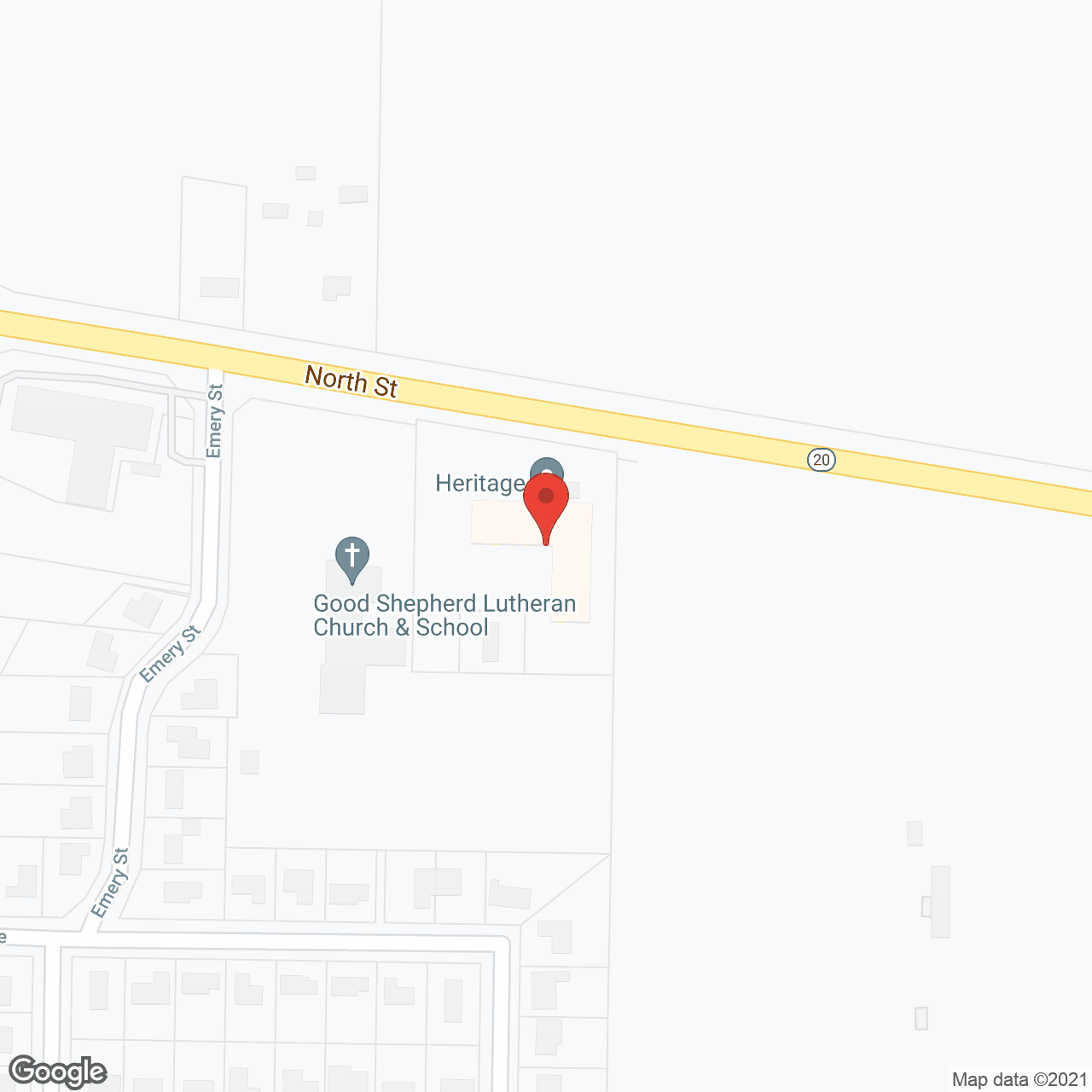 Map of the neighborhood around Heritage East Troy