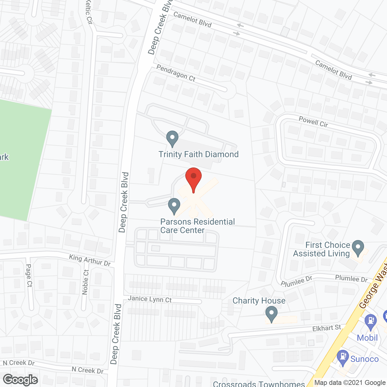 Map of the neighborhood around Parsons Residential Care Center