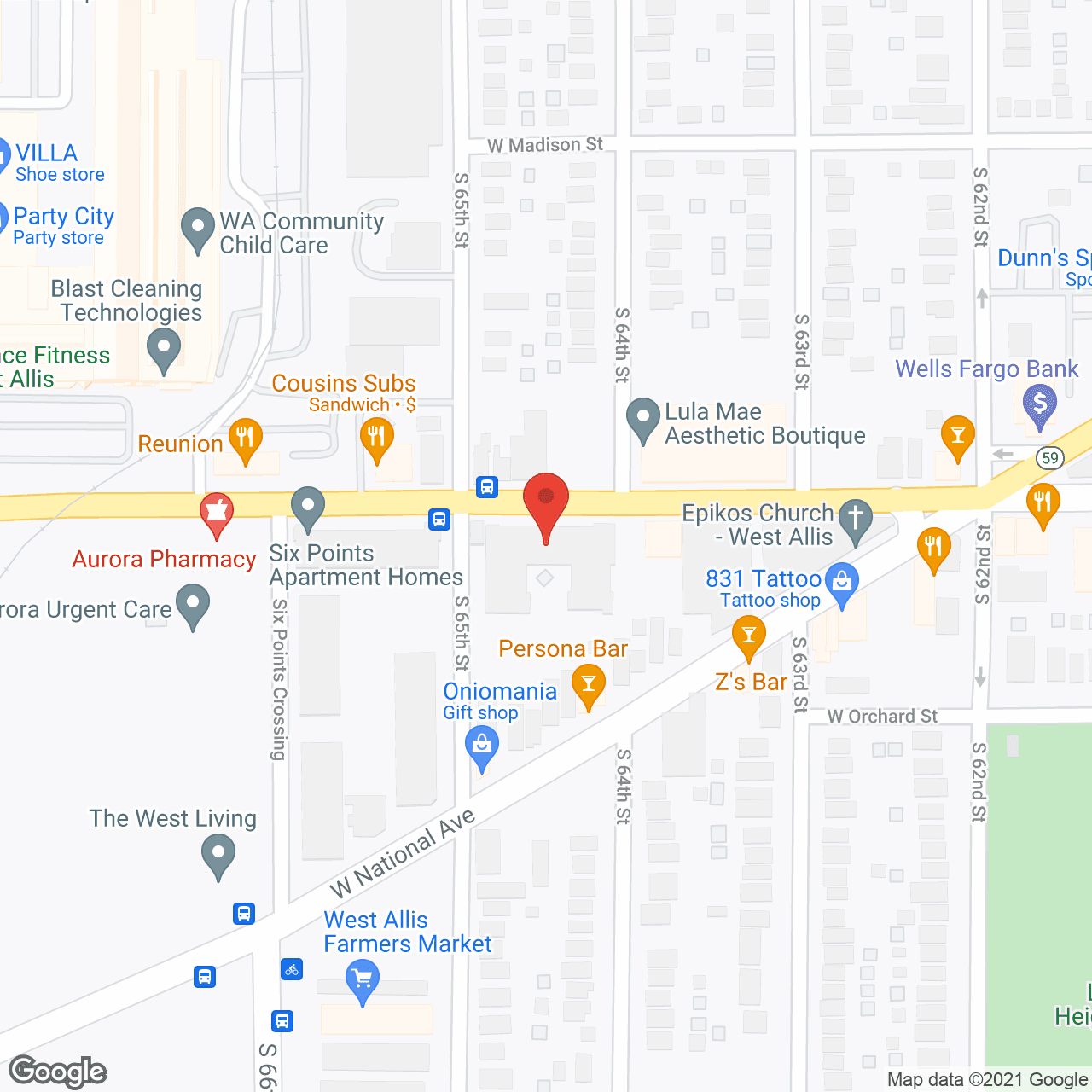 Map of the neighborhood around The Berkshire - West Allis
