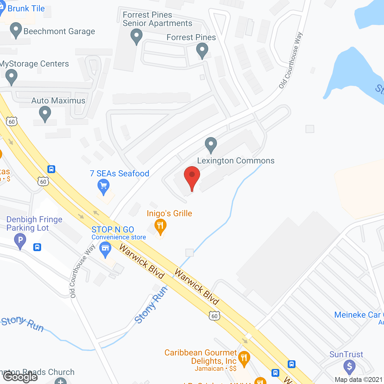 Map of the neighborhood around Lexington Commons