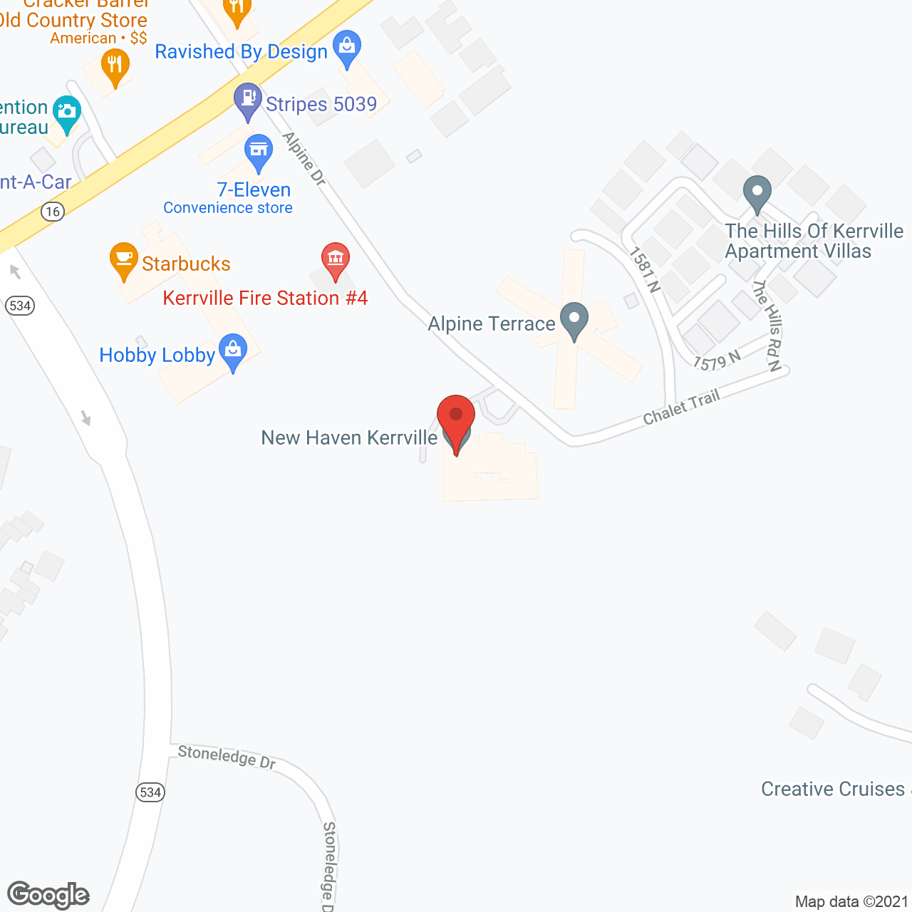 Map of the neighborhood around The Haven in the Texas Hill Country