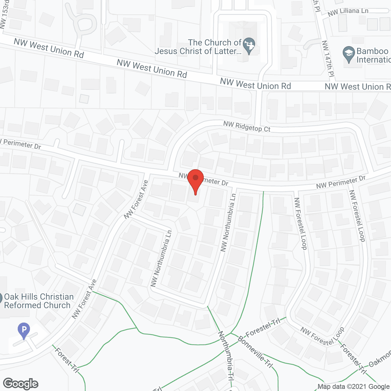Map of the neighborhood around Sunset Corrider Care