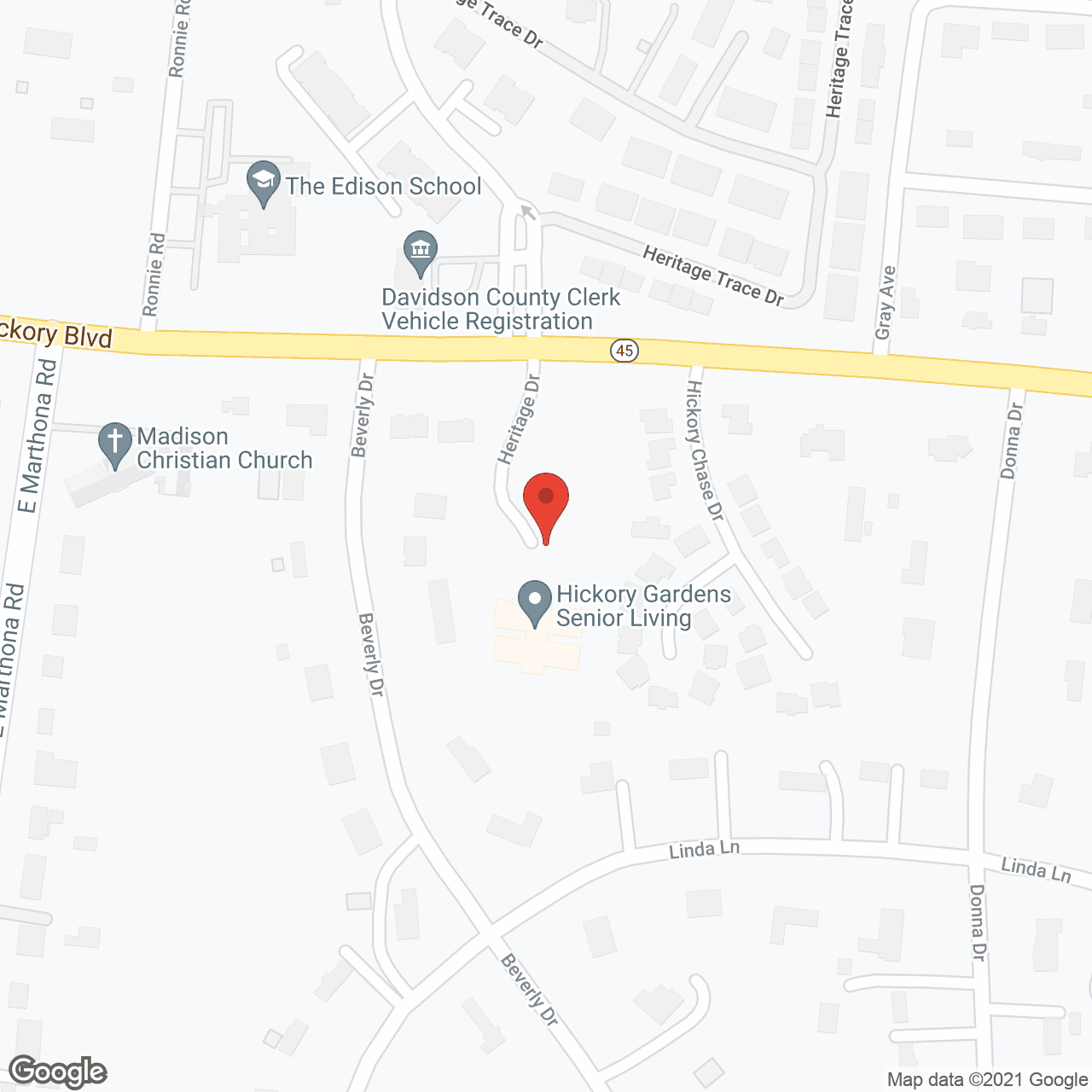 Map of the neighborhood around Hickory Gardens