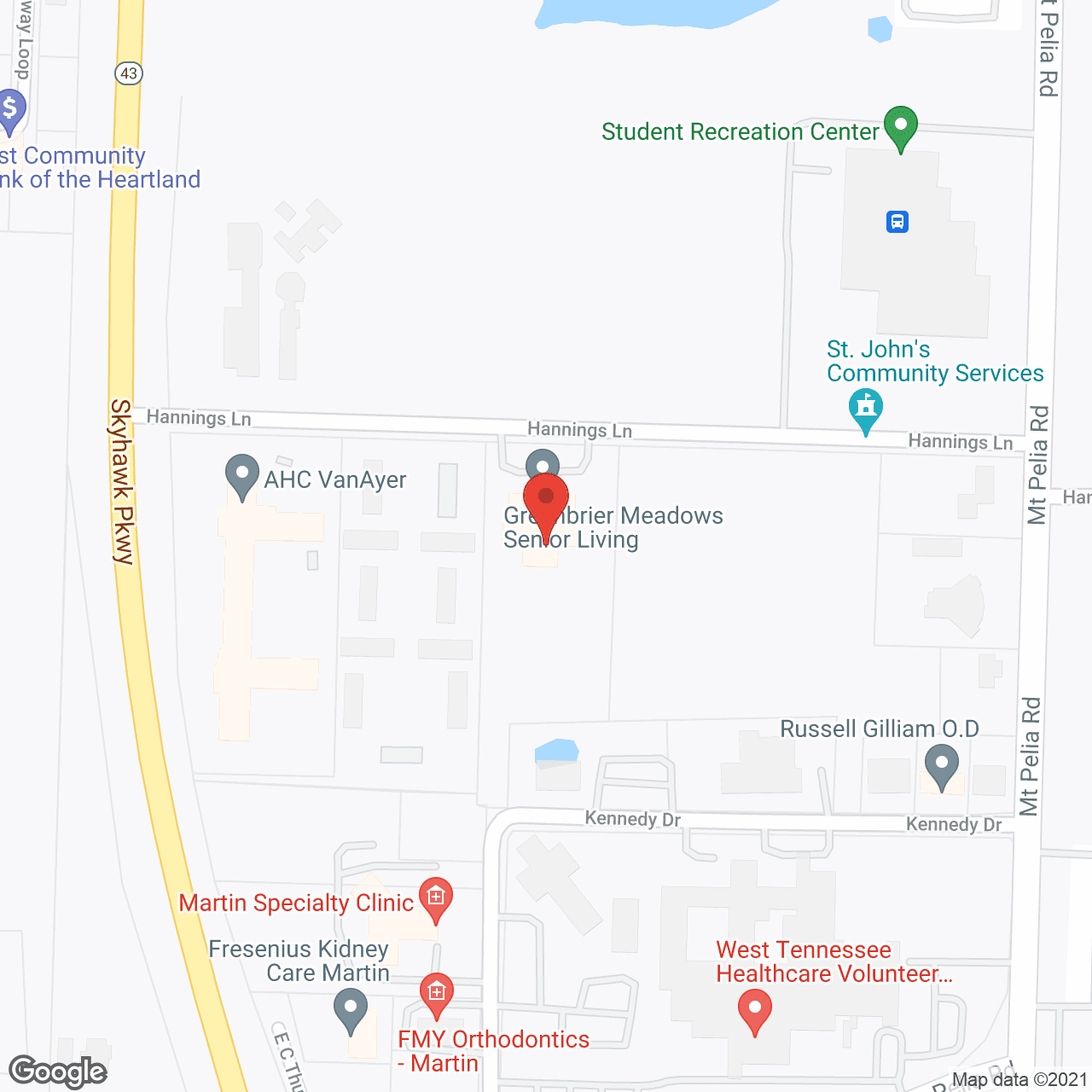 Map of the neighborhood around Greenbrier Meadows