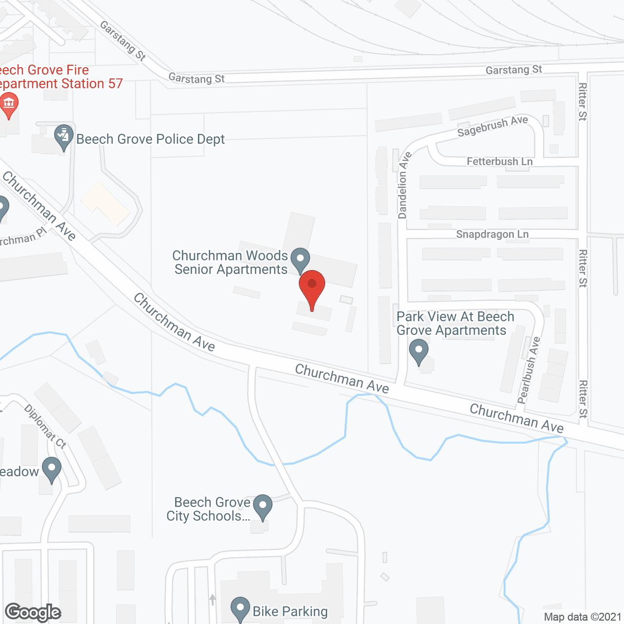 Map of the neighborhood around Churchman Woods